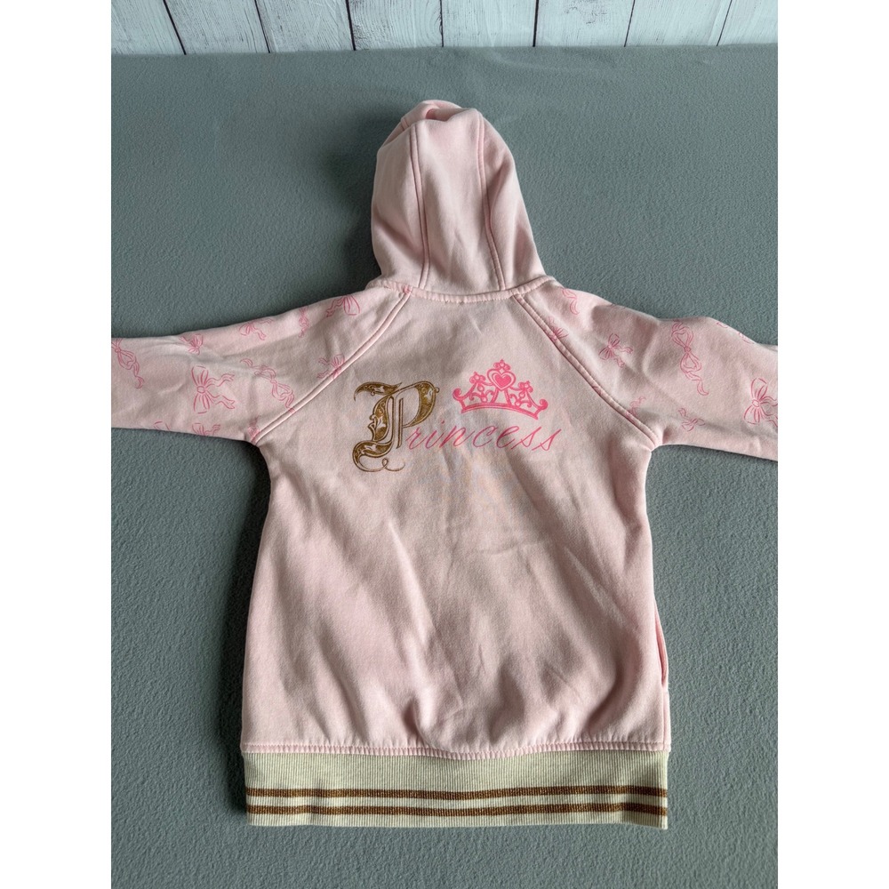 Disney Princess Girls Pink Full Zip Hoodie Sweatshirt Chip Zipper Pull 6/6X - Picture 3 of 8